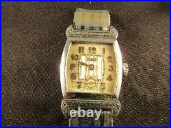 Suizo art deco moveable lug flip open watch runs and stops for restoration parts