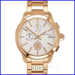 TORY BURCH Collins Womens Chronograph Watch White Dial Rose Gold Stainless Steel