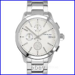 TORY BURCH Collins Womens Chronograph Watch, White Dial, Stainless Steel Band