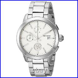 TORY BURCH Collins Womens Chronograph Watch, White Dial, Stainless Steel Band