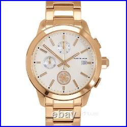 TORY BURCH Collins Womens Rose Gold Chronograph Watch, White Dial, Link Band