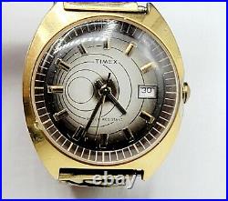 Timex Orbit Marlin Solar System Dial Rare Windup Date Watch For Parts