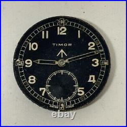 Timor Dirty Dozen Military W. W. W Cal 6060 Watch Movement + Dial + 2 Hands Parts