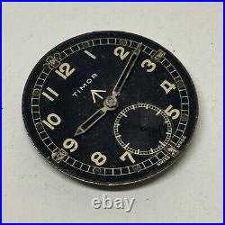 Timor Dirty Dozen Military W. W. W Cal 6060 Watch Movement + Dial + 2 Hands Parts