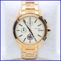 Tory Burch Tbw1253 Collins Rose Gold White Dial Chronograph Date Women's Watch