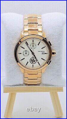 Tory Burch Tbw1253 Collins Rose Gold White Dial Chronograph Date Women's Watch