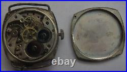 Trench wristwatch silver case load manual enamel dial some parts missing