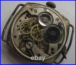 Trench wristwatch silver case load manual enamel dial some parts missing