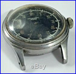 Universal Geneve 20503 Military Style Watch For Parts or Repair No Hands 32.35mm