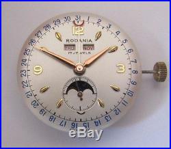 VENUS 203 triple calendar moonphase small sec with dial and hands NOS Swiss Made