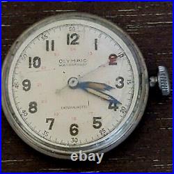 VTG Olympic Seven 7 Jewels Waterproof Trench Swiss Wristwatch Watch Parts Repair