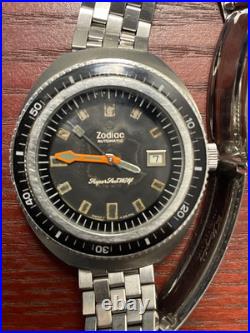 Vintage 1970's Zodiac Super Seawolf, automatic divers watch, Original parts, works