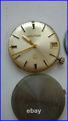 Vintage ACCUTRON Wristwatch 218 MOVEMENTS DIAL Hands Crown PARTS or REPAIR