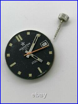 Vintage Aquastar Diver Atoll Dial, Movement And Hands For Parts