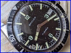 Vintage Baylor Diver Watch withMissing Seconds Hand, Runs Strong FOR PARTS/REPAIR