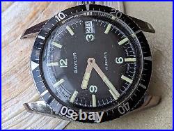 Vintage Baylor Diver Watch withMissing Seconds Hand, Runs Strong FOR PARTS/REPAIR