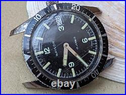 Vintage Baylor Diver Watch withMissing Seconds Hand, Runs Strong FOR PARTS/REPAIR