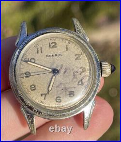 Vintage Benrus 1950s Men's Watch Sapphire Crown Parts REPAIR 15 Jewel Bh 1