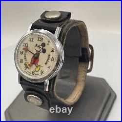 Vintage Bradley Mickey Mouse Pie Eyed Fat Boy Orange Hands Swiss Watch, Parts