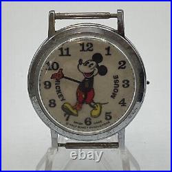 Vintage Bradley Mickey Mouse Pie Eyed Fat Boy Orange Hands Swiss Watch, Parts