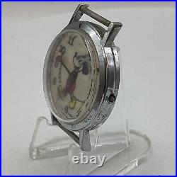 Vintage Bradley Mickey Mouse Pie Eyed Fat Boy Orange Hands Swiss Watch, Parts