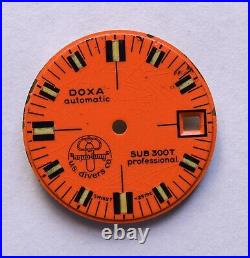 Vintage DOXA Sub 300t Aqua Lung Orange Watch Dial, Case, Hand Crown Parts