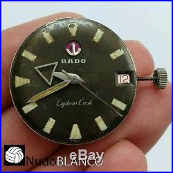 Vintage Diver Rado Captain Cook Movement Dial Hands For Parts Balance Ok
