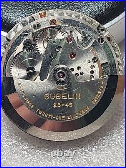 Vintage E. Gubelin Movement, Dial And Hands Cal. 28-45 For Parts Or Repair Ticks