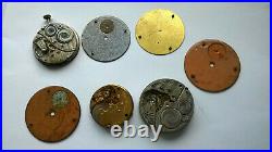 Vintage Elgin pocket watch Movements Dials Hands for parts only