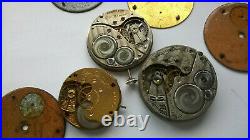 Vintage Elgin pocket watch Movements Dials Hands for parts only