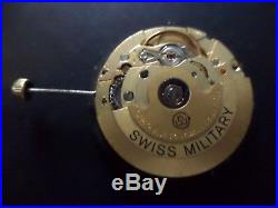 Vintage Eta 25 Jewel 2824-2, 20 Atm Swiss Military Dial, Hands, Stem, Crown