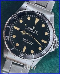 Vintage Genuine Rolex Submariner 5513 Matte Black Dial with Old Hands Set