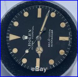 Vintage Genuine Rolex Submariner 5513 Matte Black Dial with Old Hands Set