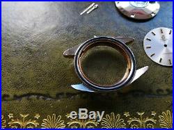 Vintage Gold Omega Seamaster Parts Needs TLC. Hands, dial, case, movement