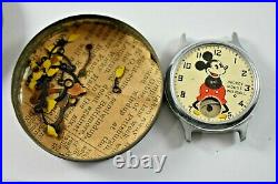 Vintage Ingersoll Mickey Mouse Character Watch + Extra Hands For Parts lot. R
