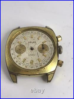 Vintage Kelek Chronograph Valjoux 7733 As-is Condition Swiss Men's For Parts