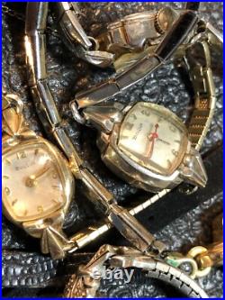 Vintage Mechanical Watch Lot Repair/Parts/Scrap Rodania, Elgin, Bulova, 10K RGP-GF