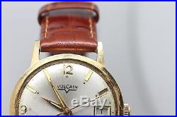 Vintage Men's Vulcain Hand Wind Gold Tone Wrist Watch For Parts/ Repair