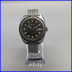 Vintage Neuvex Electronic Watch Men Silver Tone Day Date BROKEN PARTS OR REPAIR