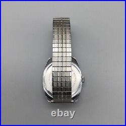 Vintage Neuvex Electronic Watch Men Silver Tone Day Date BROKEN PARTS OR REPAIR