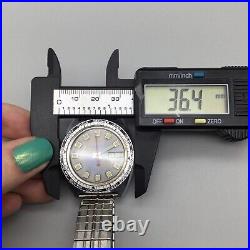 Vintage Neuvex Electronic Watch Men Silver Tone Day Date BROKEN PARTS OR REPAIR