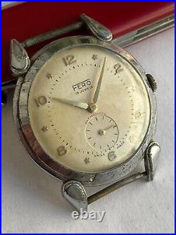 Vintage RARE Men WATCH FERO 15 JEWELS SWISS MADE OVERSIZE 38 MM FOR PARTS WW2