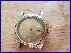 Vintage Rolex Datejust 1601 two tone case with Dial, hands and extra glass part