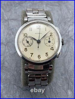 Vintage Rotary Chronograph Stainless Steel 1930s Not Working For Parts or Repair