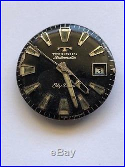 Vintage Technos Sky Diver 2472 Dial, Hands and Movement for parts/repair