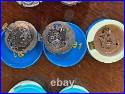 Vintage Timex Watch Parts Lot Including 10 NOS Mvts Crystals Crowns Hands Stems