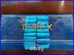 Vintage Timex Watch Parts Lot Including 10 NOS Mvts Crystals Crowns Hands Stems