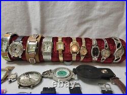 Vintage To Now watch lot parts or repair 38 Peices Mixed Brands Timex And Disney