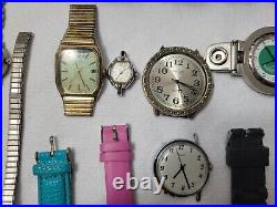 Vintage To Now watch lot parts or repair 38 Peices Mixed Brands Timex And Disney