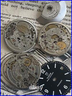 Vintage Tudor Watch Movements Parts Dial Lot Of 3 Automatic Hand-winding